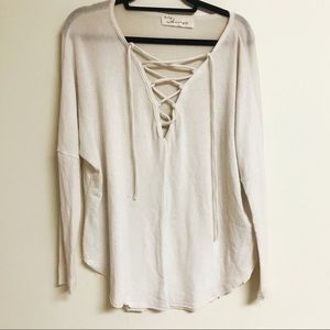 Evereve White Lace Up Blouse